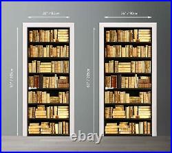 Vintage shelves with books Door mural Cover Bookcase Peel and Stick 3d Decal