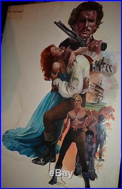 Vtg The Captive Heart Romance Novel Book Cover Art Pirate Sexy Lady Man Ships f