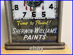 Vtg Ultra Rare Art Deco Sherwin Williams Cover The Earth Rog Lighted Clock Sign
