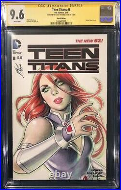 WARREN LOUW ORIGINAL Sketch Art CGC 9.6 Signed TEEN TITANS STARFIRE Robin Batman