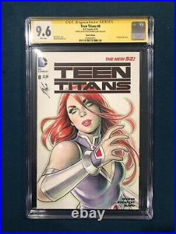 WARREN LOUW ORIGINAL Sketch Art CGC 9.6 Signed TEEN TITANS STARFIRE Robin Batman