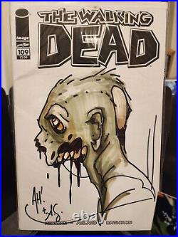 Walking Dead #109 Blank Hand drawn Sketch ADAM HUGHES Original Art Zombie