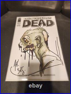 Walking Dead #109 Blank Hand drawn Sketch ADAM HUGHES Original Art Zombie