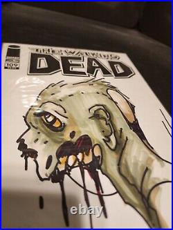 Walking Dead #109 Blank Hand drawn Sketch ADAM HUGHES Original Art Zombie