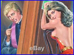 Wonder Woman Original Art Pinup Oil Painting Erotic Pulp Cover Nude Confession
