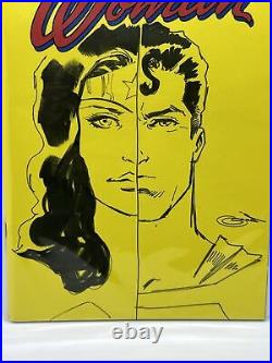 Wonder Woman, Superman Blank Sajad Shah Original Art Sketch Cover with COA DC